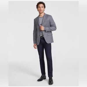Tommy Hilfiger Men's Modern-Fit TH Flex Sport Coat Blazer Jacket Gray Weave 36S
